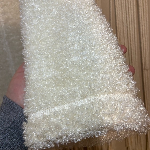 J.Jill off white Two way zip Faux Curly fur sherpa Jacket womens size Medium - Picture 10 of 12